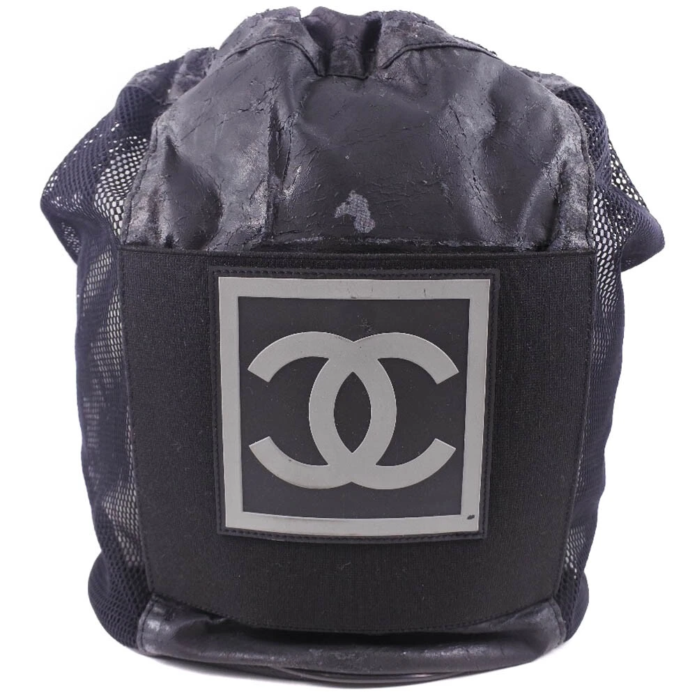 CHANEL Sports line basketball Shoulder Bag black leather unisex