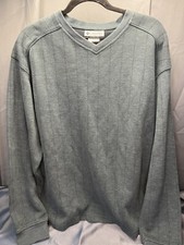 Columbia Men's XL V-Neck Long Sleeve Blue/Green Sweater Cotton Blend