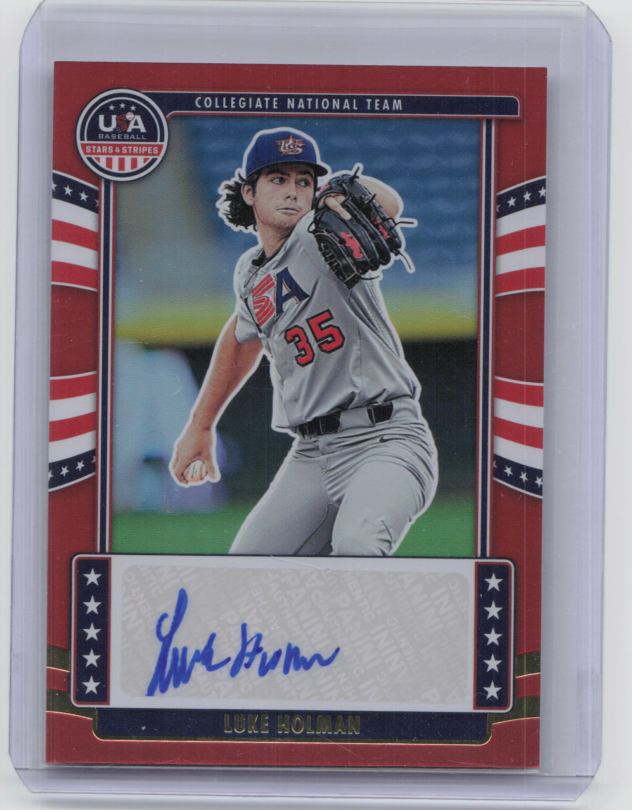 2024 Panini Stars & Stripes #NTS-LH Luke Holman Red Auto #/49