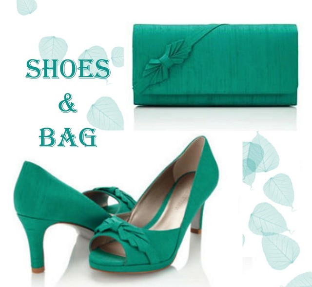 Jacques Vert UK 4 Shoes Clutch Bag Jade Green Platform PEEP Toes HEELS