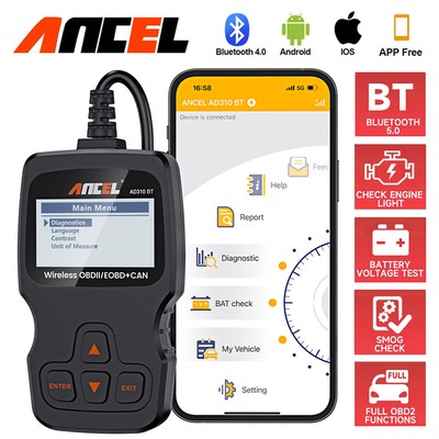 ANCEL AD310 BT Auto OBD2 Scanner Motordiagnosetool mit Batteriezustandstest