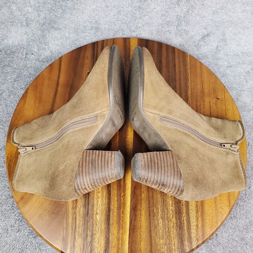 Stivali blu cioccolato donna 7,5 beige talpa pelle scamosciata tacco cerniera stivaletti alla caviglia - Foto 5 di 10