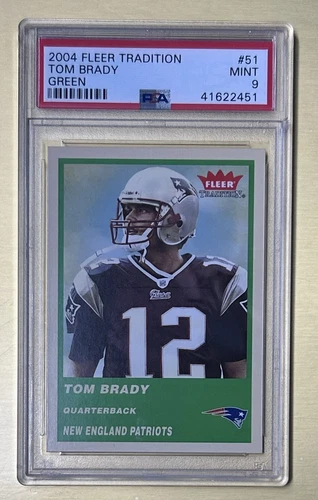2004 Fleer Tradition #324 GREEN TOM BRADY PSA 9 MINT
