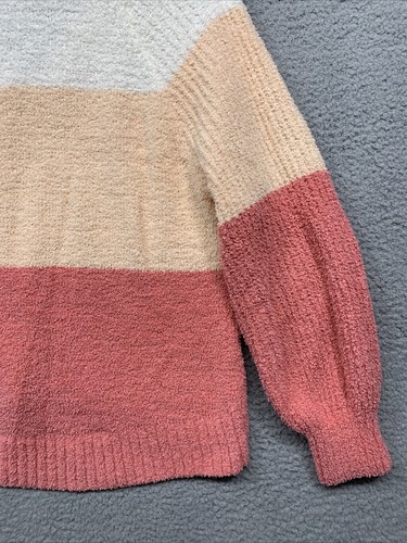 SO Hooded Pullover Sweater Top Girls Size Large Peach Pink Cream Draw String - Picture 11 of 14