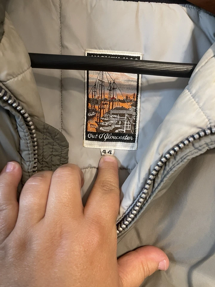 Винтажный Mighty Mac куртка мужской размер 44 бежевый вне O Gloucester выстеганная с подкладкой пальто - Изображение 4 из 4