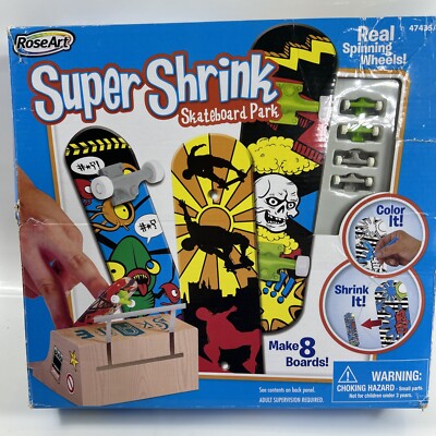 Hard To Find Rose Art Super Shrink Skateboard Park Kit Toy 8 Boards 2012