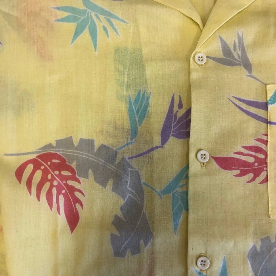 Vtg 80's Marina California Yellow Pink Floral Rayon Blend Hawaiian SURFER Shirt - Image 4 of 4