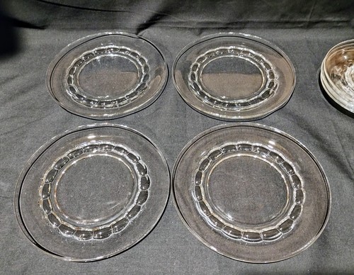 Fostoria RALEIGH Cups Saucers Sugar Creamer Dessert Plates Glass Tea Set for 4 - Picture 12 of 18