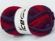 4-Skein Lot Ice Yarns Nice Baby Yarn Acrylic red lilac burgundy