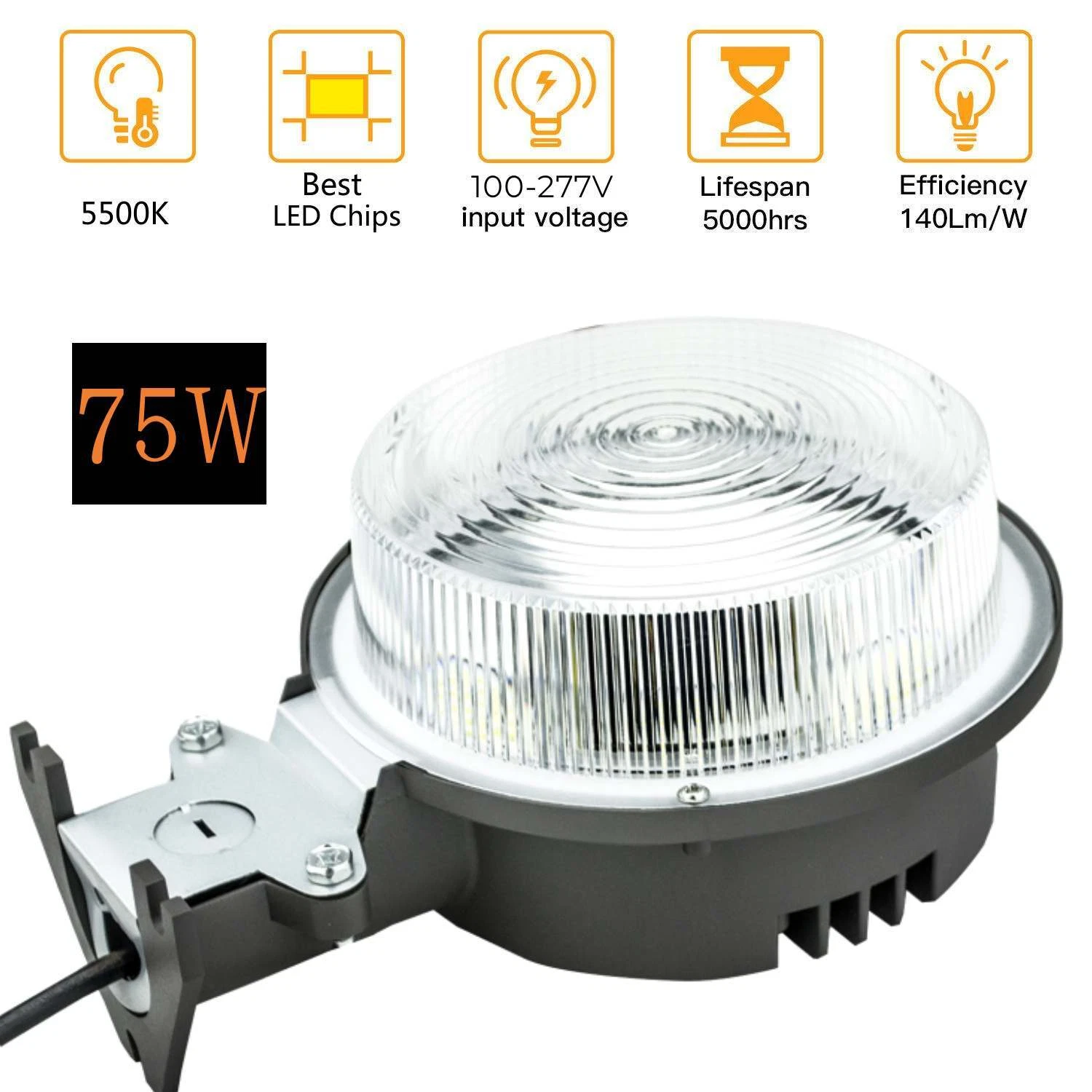 LED Barn Yard Street Outdoor Security Light Dusk to Dawn Flood Light 75Watt IP65
