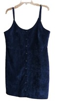 Urban Outfitters Cooperative￼ Velvet Mini Dress Button Front Navy Blue Large