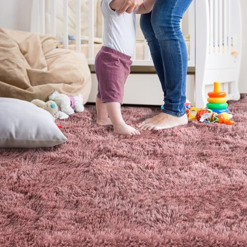 Ultra Soft Fluffy Bedroom Rugs Memory Foam Carpet Large Area 8x10 Feet Blush - Bild 6 von 7