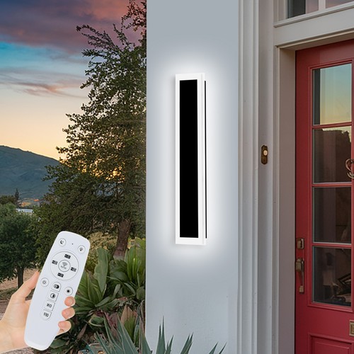 Acrylic 3 Color Dimmable Long Outdoor Wall Lights Waterproof Remote Control - Picture 8 of 14