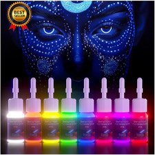 8Color Fluorescent Tattoo Ink Set, 8Pcs Tattoo Ink Color Set,Glow in the Blackli
