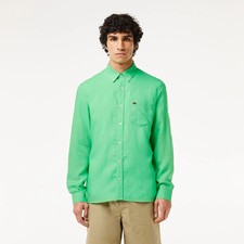 140 Lacoste Men s SZ XL Regular Fit Linen Shirt Green