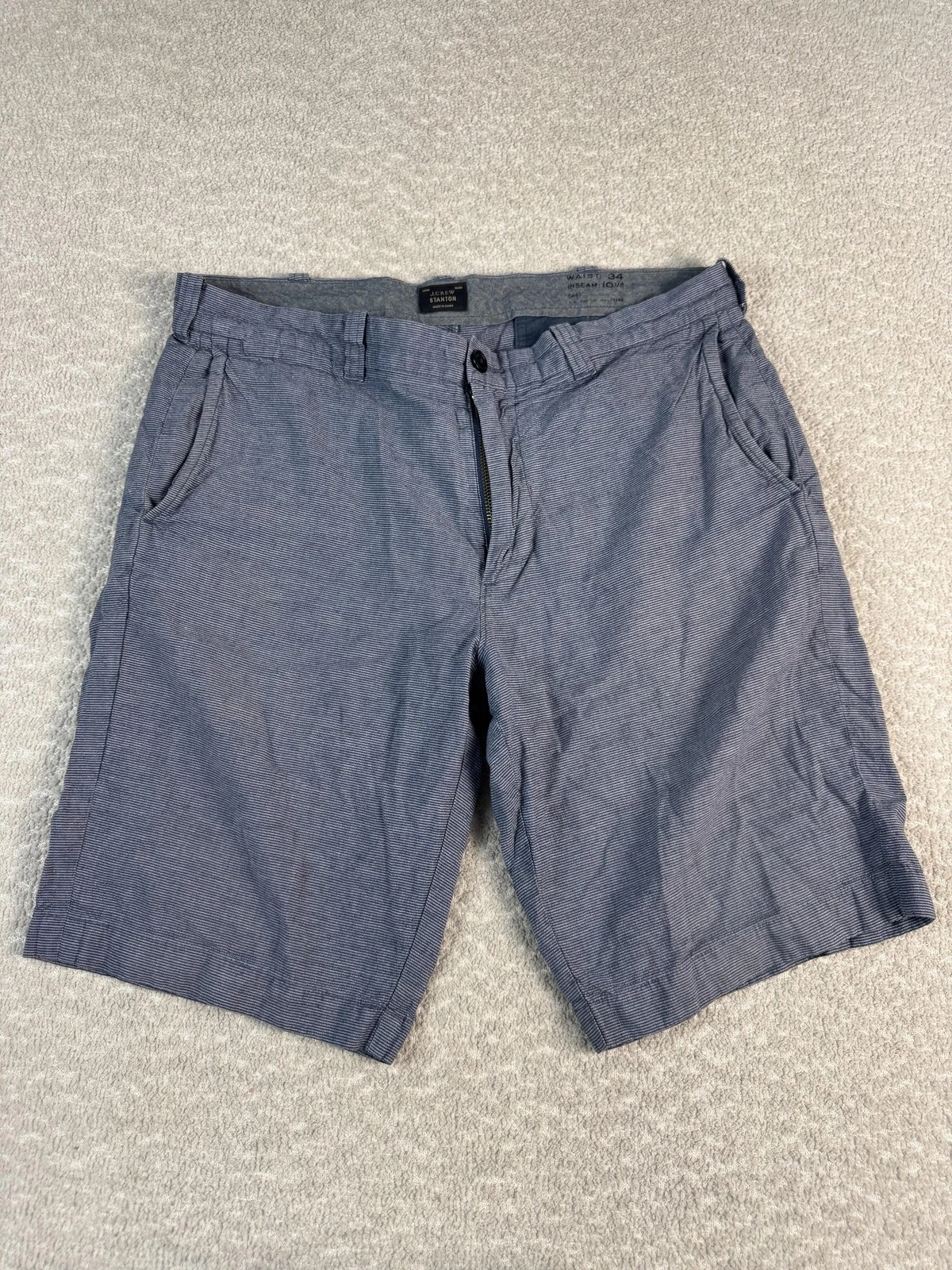 J Crew Stanton Shorts Mens 34 Blue Cotton Linen Baird McNutt Chino Casual