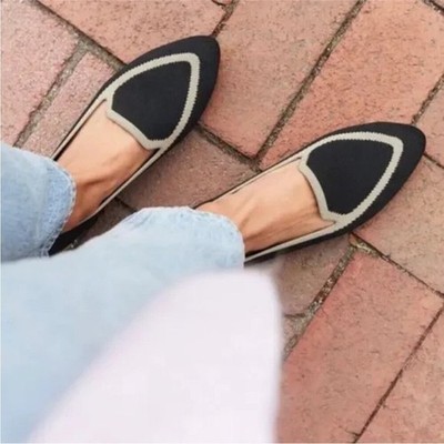 Birdies The Blackbird Washable Pointed Knit Ballet Flat Black/Tan Sz 7.5 NWOB