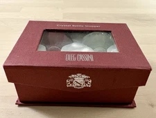 ***New A Pair of Oleg Cassini Crystal Bottle Stoppers In Original Box Red Clear