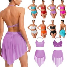 Women Girls Modern Lyrical Camisole Ballet Asymmetric High-low Dress Dance Party