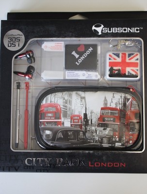 Subsonic City Pack London rot für 3DS DSi Case Touchpen Schutzfolie Kopfhörer