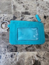 Vera Bradley ID Case Wallet Coin Purse Green Key Ring Zippered