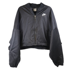 NEW Nike Air Women's Satin Cropped Jacket DD5421-010, Black, Size XL SHIPS FAST