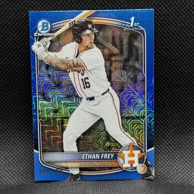 2025 Bowman Draft Ethan Frey Chrome Blue Mojo Refractor SN Houston Astros #/150