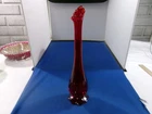 Vintage Ruby Red  Fenton Swung Glass Bud Vase 11"