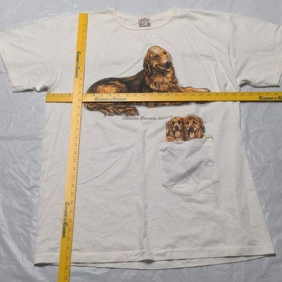 Vintage Made In USA Golden Retriever Puppy Print Oversized Sleep Night Shirt OS - Image 4 of 4