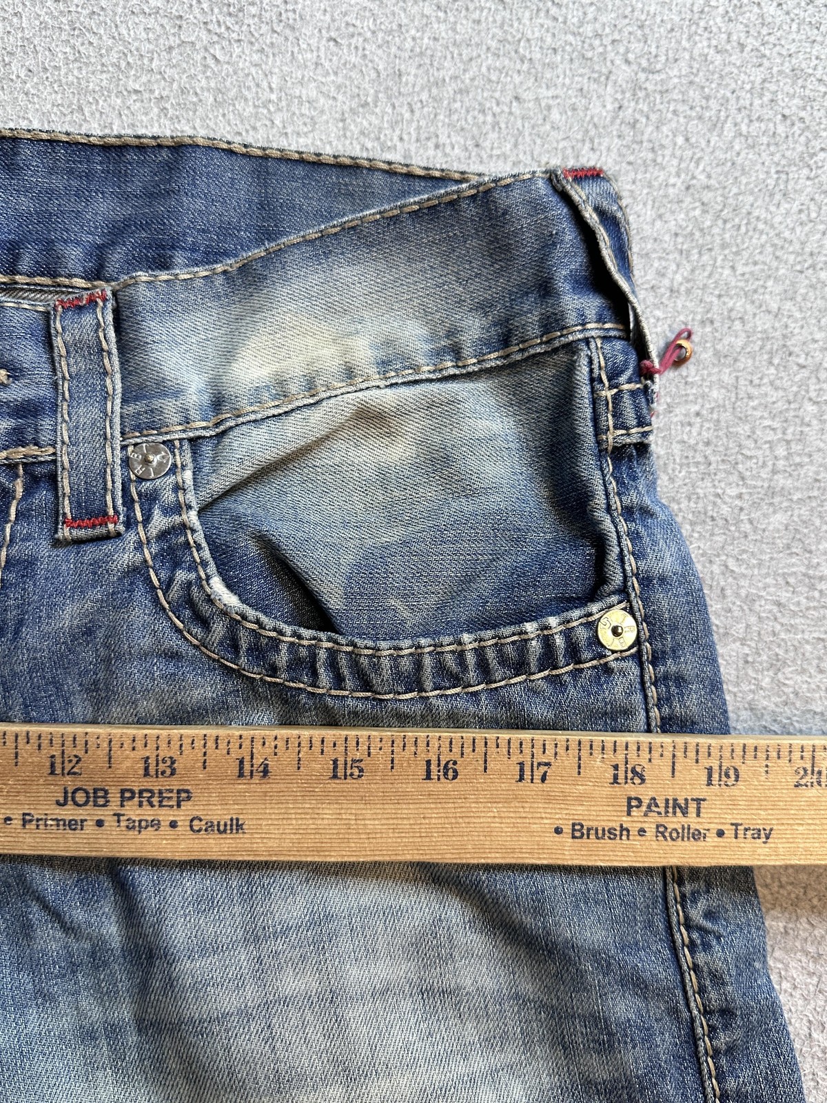 True Religion Section Boot Cut Jeans Mens 30 (33x28) Blue Distressed Bootcut thumbnail 9