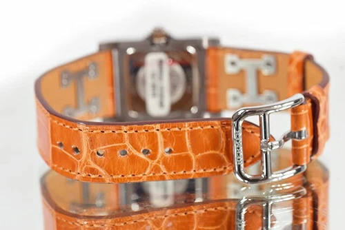 HERMÈS Orologio Hermes Medor Medor ME3.210 pelle arancione quadrante bianco SS ferramenta argento