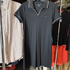 NWT!Tommy Hilfiger Solid Polo Dress, Black, Women's Size L 