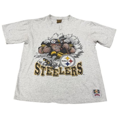 Vintage Pittsburgh Steelers Shirt Mens Large Gray NFL Football Nutmeg Tee 90s