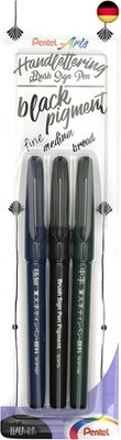 Pentel XSESP15/3 Brush Sign Pen Pigment Black Ink Edition Kalligraphiestift mit