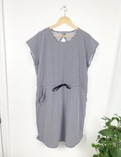 Talbots XLP Navy White Floral Drawstring Shift Dress Women’s XL Petite 