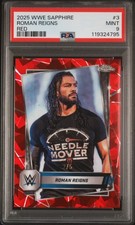 2025 TOPPS CHROME SAPPHIRE ED WWE RED #3 ROMAN REIGNS 2/5 PSA 9