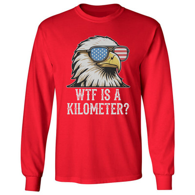What Is A Kilometer Cool American Eagle Patriotic Long Sleeve T-Shirt