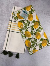 Set of 2 Lemon / Plaid Kitchen Towels 19" x 27" home decor 100 Cotton