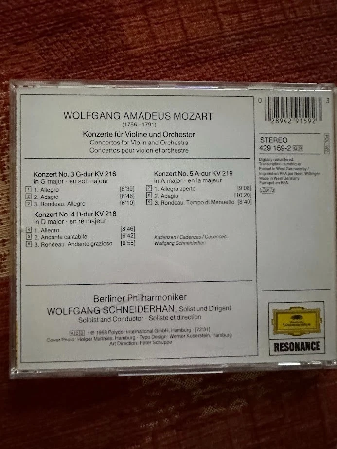 CD Violinkonzerte Nr. 3 4, 5, Berliner Philharmoniker Zustand sehr gut - Bild 2 von 2