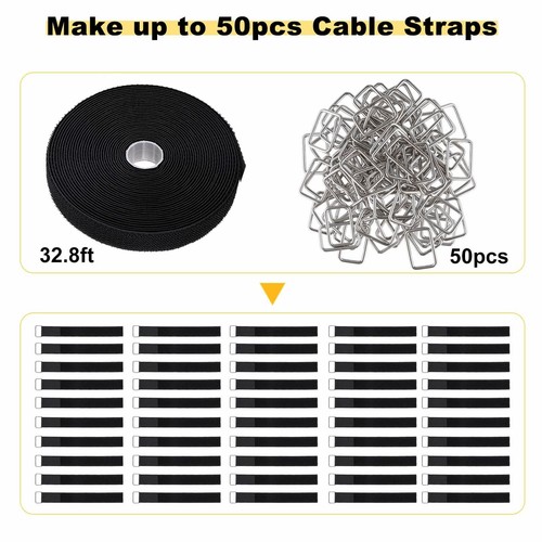 1"x32ft Hook and Loop Straps with 50 Metal Buckles, Adjustable Fastening Cabl... - Picture 4 of 7