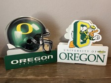 VTG Lot Of 2 Oregon Ducks Football Helmet Donald Duck Display Stand Up Rare