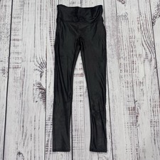SPANX Faux Leather Legging Sz S High Rise Shaping Pull On 2437 Black Ankle Tummy