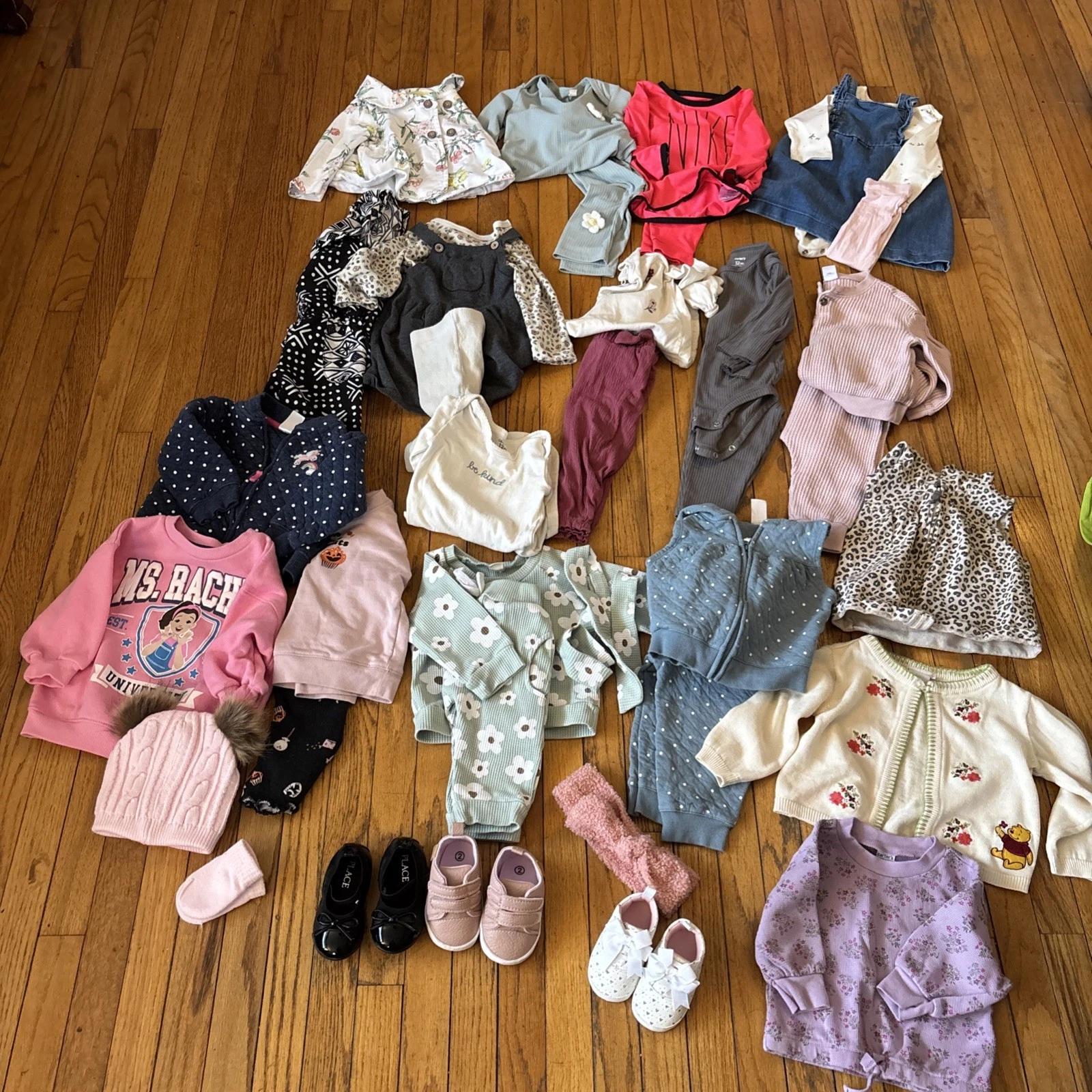 12M Baby Girls Clothing Lot 35 Pcs (Carter's, Nike, Disney) Fall Winter