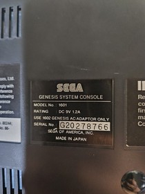Original SEGA GENESIS Console MK-1601 System 1st Model 2 Games All Cords+manual 