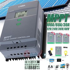 MPPT Solar Panel Charge Controller 12/24/36/48V LifePO4 Regulator Auto Tracking