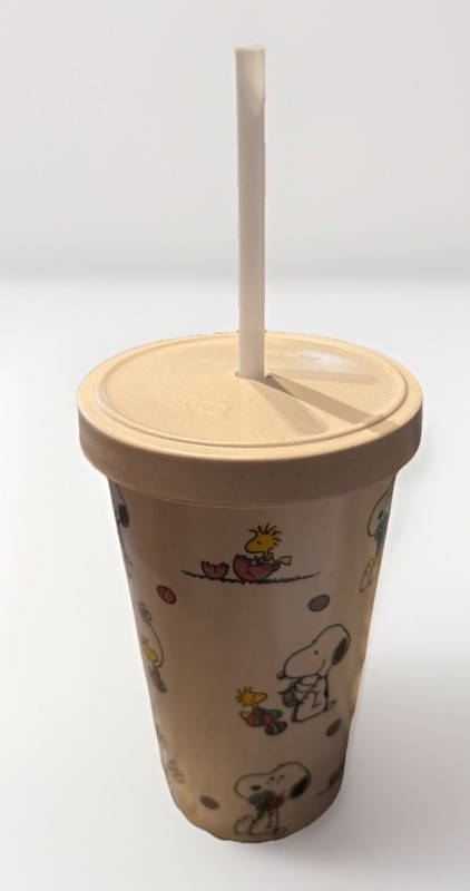 Peanuts SNOOPY & WOODSTOCK Easter 🐣Bamboo Travel Cup/Tumbler w/Lid & Straw *NEW