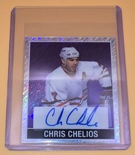Chris Chelios #'d /7 Autograph 2025 Leaf Metal Hockey Legends Purple Shimmer