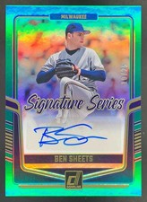 Ben Sheets 2024 Panini Donruss Signature Series Green Laser Auto Brewers /15