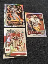 San Francisco 49ers-Lot-3 NFL PRIZM CARDS-Christian McCaffrey/Joe Montana/Kittle