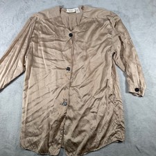 Victorias Secret Vintage Gold Label 100 Silk Sleep Shirt Button Front Taupe M